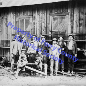 Group of Miners with children at an unknown mine