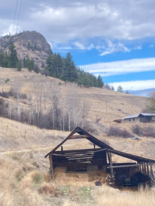 An old barn in an autumnal field